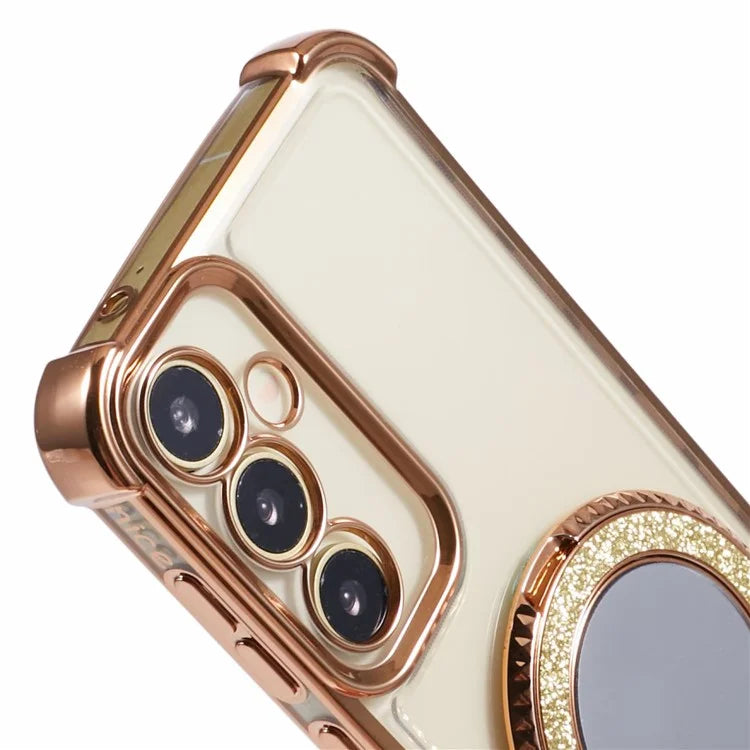 For Samsung Galaxy A54 5G Side Heart Pattern Case Kickstand TPU Phone Cover with Mirror