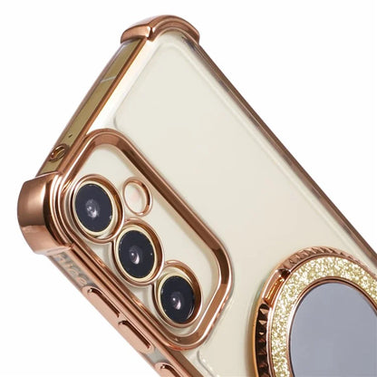 For Samsung Galaxy A54 5G Side Heart Pattern Case Kickstand TPU Phone Cover with Mirror