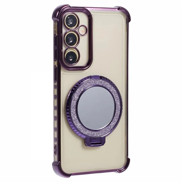 For Samsung Galaxy A54 5G Side Heart Pattern Case Kickstand TPU Phone Cover with Mirror
