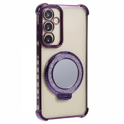 For Samsung Galaxy A54 5G Side Heart Pattern Case Kickstand TPU Phone Cover with Mirror