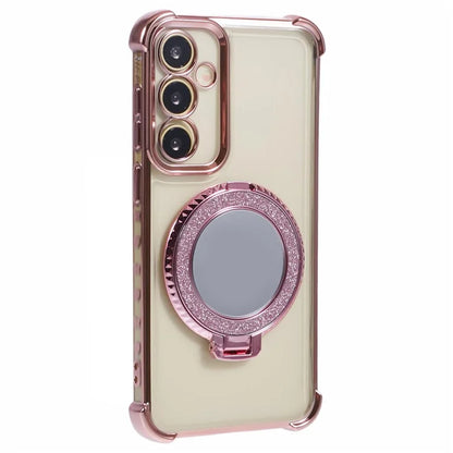For Samsung Galaxy A54 5G Side Heart Pattern Case Kickstand TPU Phone Cover with Mirror