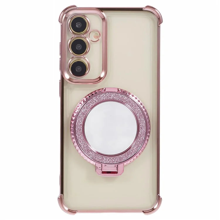For Samsung Galaxy A54 5G Side Heart Pattern Case Kickstand TPU Phone Cover with Mirror