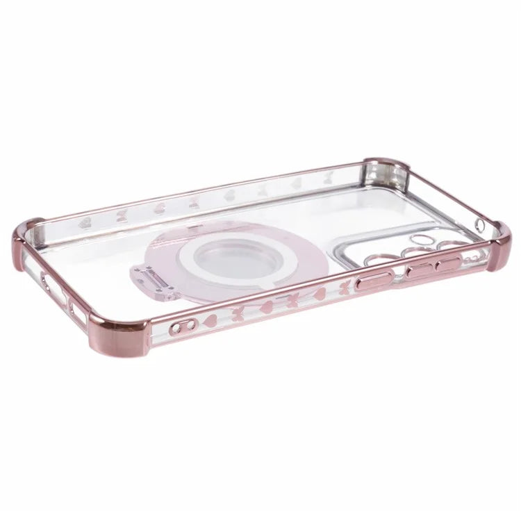 For Samsung Galaxy A54 5G Side Heart Pattern Case Kickstand TPU Phone Cover with Mirror