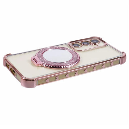 For Samsung Galaxy A54 5G Side Heart Pattern Case Kickstand TPU Phone Cover with Mirror