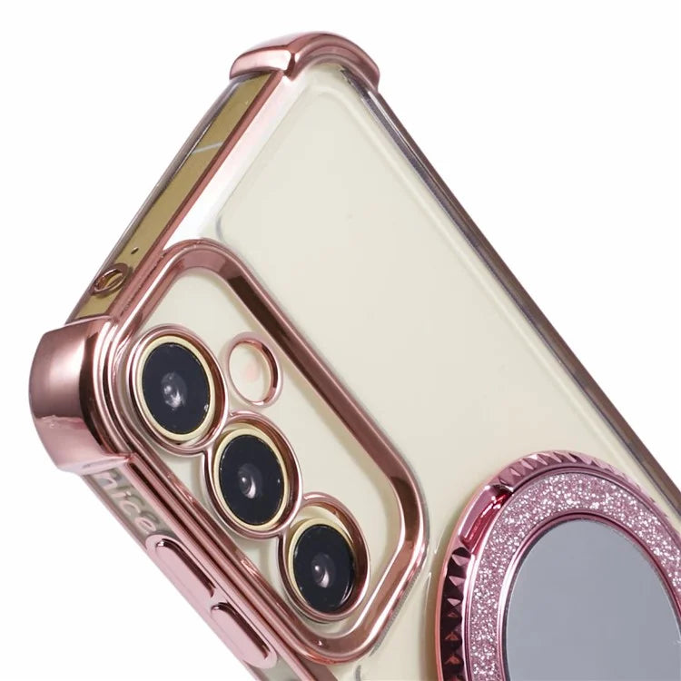 For Samsung Galaxy A54 5G Side Heart Pattern Case Kickstand TPU Phone Cover with Mirror