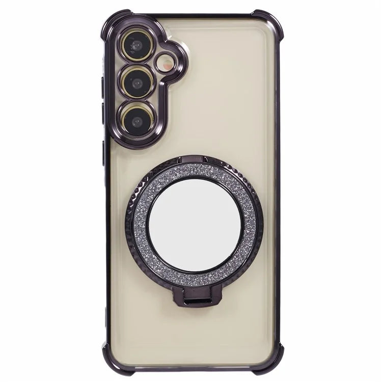 For Samsung Galaxy A15 5G Side Heart Pattern Case Kickstand TPU Phone Cover with Mirror