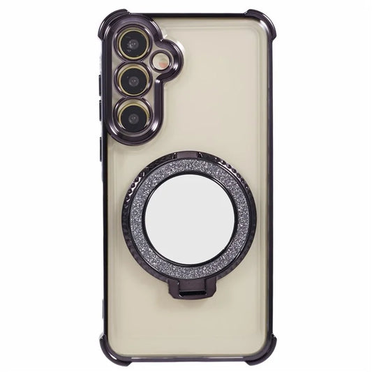 For Samsung Galaxy A15 5G Side Heart Pattern Case Kickstand TPU Phone Cover with Mirror