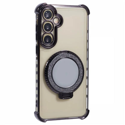 For Samsung Galaxy A15 5G Side Heart Pattern Case Kickstand TPU Phone Cover with Mirror