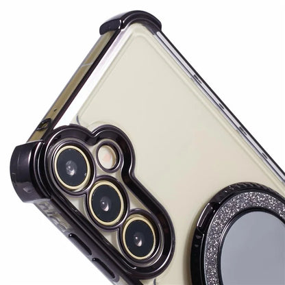 For Samsung Galaxy A15 5G Side Heart Pattern Case Kickstand TPU Phone Cover with Mirror