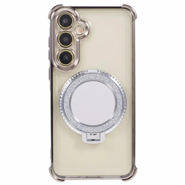 For Samsung Galaxy A15 5G Side Heart Pattern Case Kickstand TPU Phone Cover with Mirror