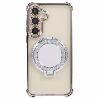 For Samsung Galaxy A15 5G Side Heart Pattern Case Kickstand TPU Phone Cover with Mirror