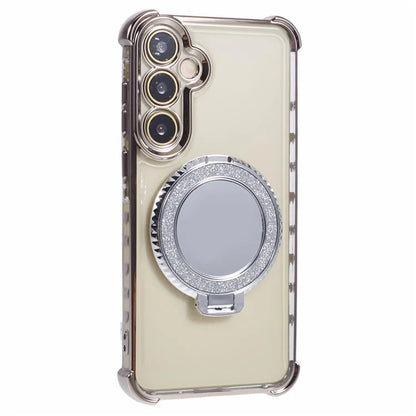 For Samsung Galaxy A15 5G Side Heart Pattern Case Kickstand TPU Phone Cover with Mirror