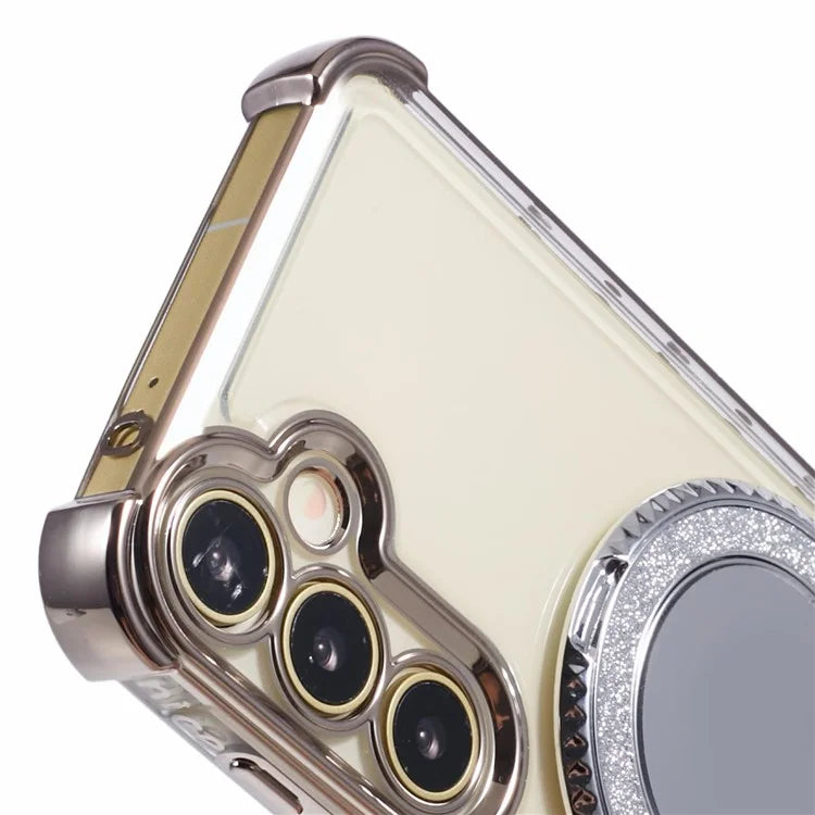For Samsung Galaxy A15 5G Side Heart Pattern Case Kickstand TPU Phone Cover with Mirror