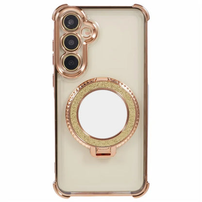For Samsung Galaxy A15 5G Side Heart Pattern Case Kickstand TPU Phone Cover with Mirror