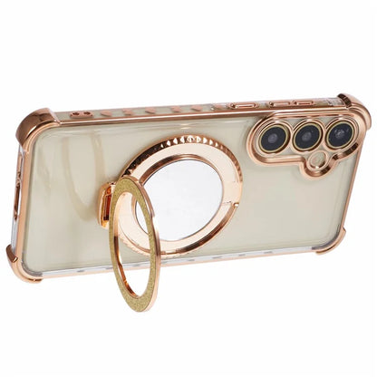 For Samsung Galaxy A15 5G Side Heart Pattern Case Kickstand TPU Phone Cover with Mirror