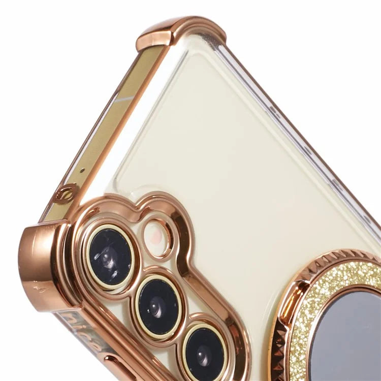 For Samsung Galaxy A15 5G Side Heart Pattern Case Kickstand TPU Phone Cover with Mirror