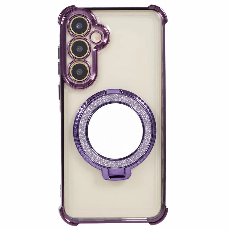 For Samsung Galaxy A15 5G Side Heart Pattern Case Kickstand TPU Phone Cover with Mirror