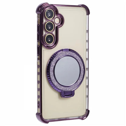 For Samsung Galaxy A15 5G Side Heart Pattern Case Kickstand TPU Phone Cover with Mirror