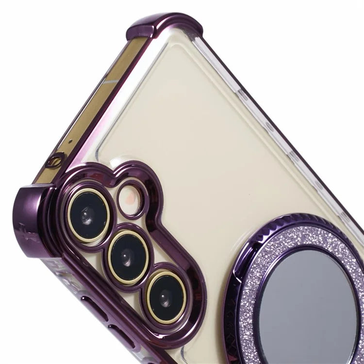 For Samsung Galaxy A15 5G Side Heart Pattern Case Kickstand TPU Phone Cover with Mirror