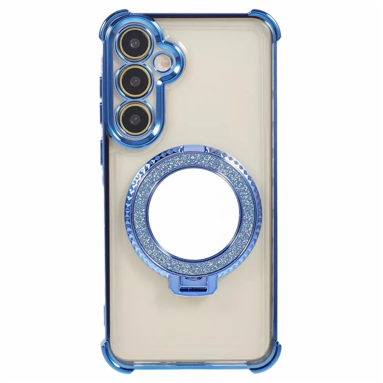 For Samsung Galaxy A15 5G Side Heart Pattern Case Kickstand TPU Phone Cover with Mirror