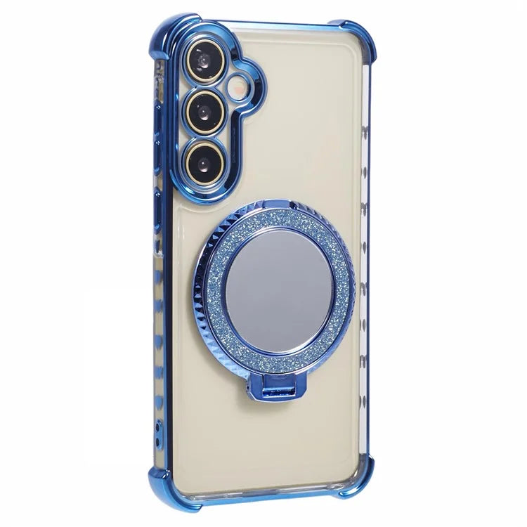 For Samsung Galaxy A15 5G Side Heart Pattern Case Kickstand TPU Phone Cover with Mirror
