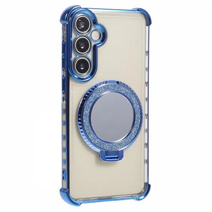 For Samsung Galaxy A15 5G Side Heart Pattern Case Kickstand TPU Phone Cover with Mirror