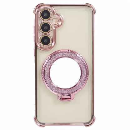 For Samsung Galaxy A15 5G Side Heart Pattern Case Kickstand TPU Phone Cover with Mirror