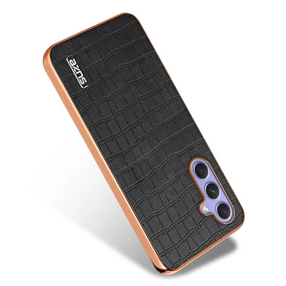AZNS For Samsung Galaxy S23 FE Phone Case Crocodile Texture Electroplating Leather Back Cover