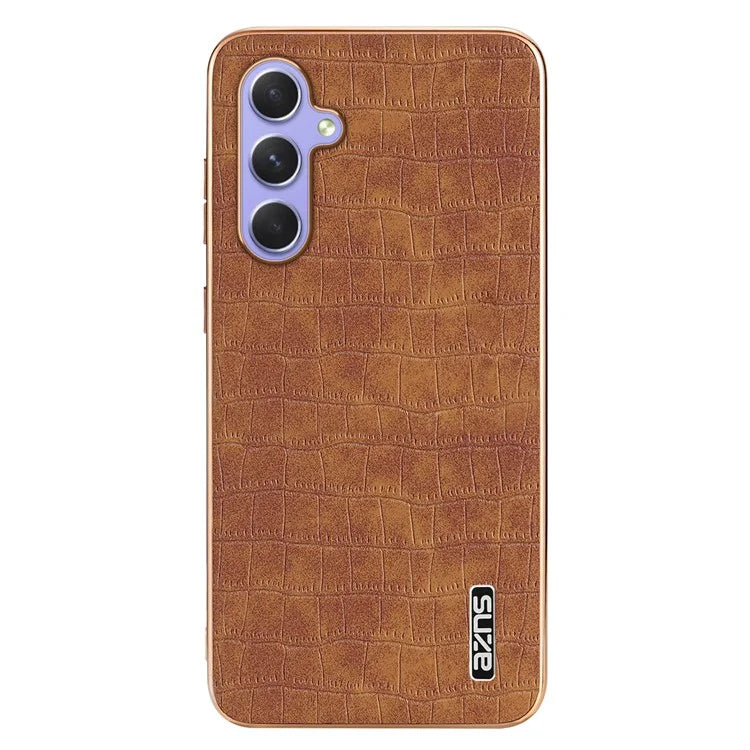 AZNS For Samsung Galaxy S23 FE Phone Case Crocodile Texture Electroplating Leather Back Cover