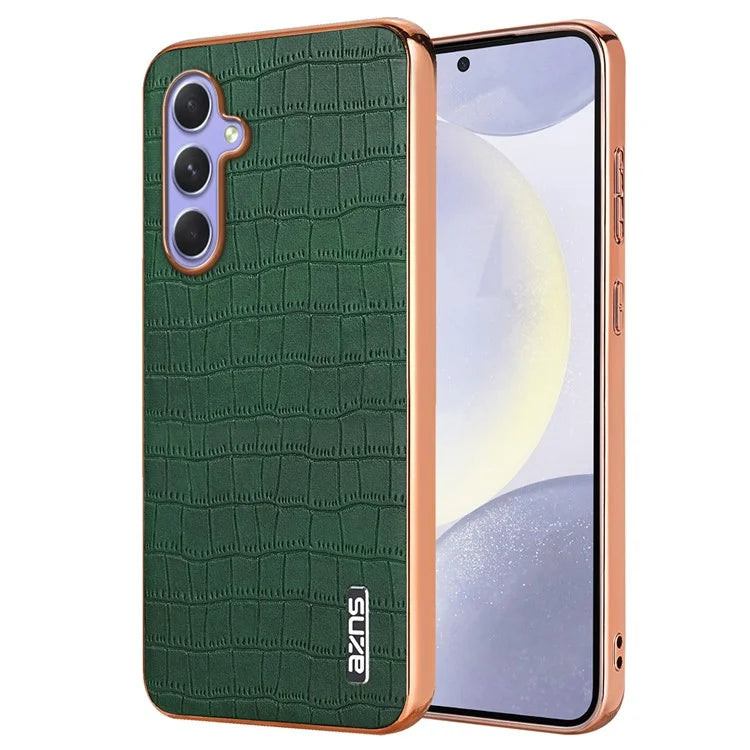 AZNS For Samsung Galaxy S23 FE Phone Case Crocodile Texture Electroplating Leather Back Cover