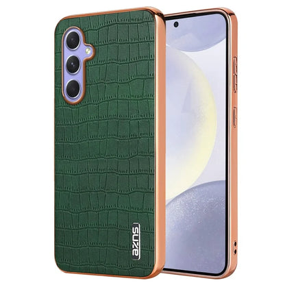 AZNS For Samsung Galaxy S23 FE Phone Case Crocodile Texture Electroplating Leather Back Cover