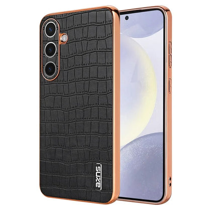 AZNS For Samsung Galaxy S24 Case Electroplating Crocodile Texture PU+TPU Anti-Drop Phone Cover
