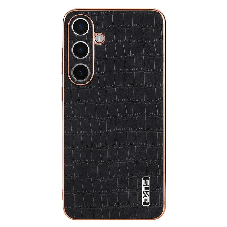AZNS For Samsung Galaxy S24 Case Electroplating Crocodile Texture PU+TPU Anti-Drop Phone Cover