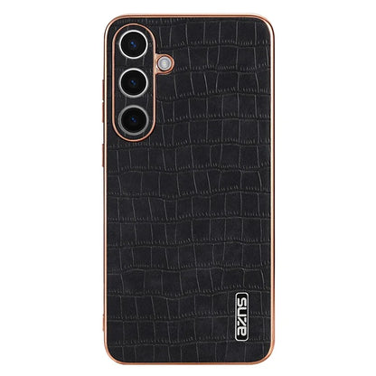 AZNS For Samsung Galaxy S24 Case Electroplating Crocodile Texture PU+TPU Anti-Drop Phone Cover