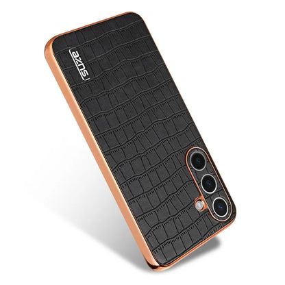 AZNS For Samsung Galaxy S24 Case Electroplating Crocodile Texture PU+TPU Anti-Drop Phone Cover