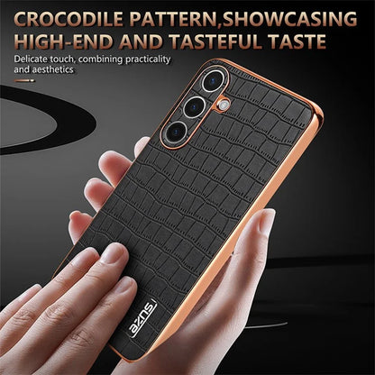 AZNS For Samsung Galaxy S24 Case Electroplating Crocodile Texture PU+TPU Anti-Drop Phone Cover