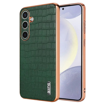 AZNS For Samsung Galaxy S24 Case Electroplating Crocodile Texture PU+TPU Anti-Drop Phone Cover