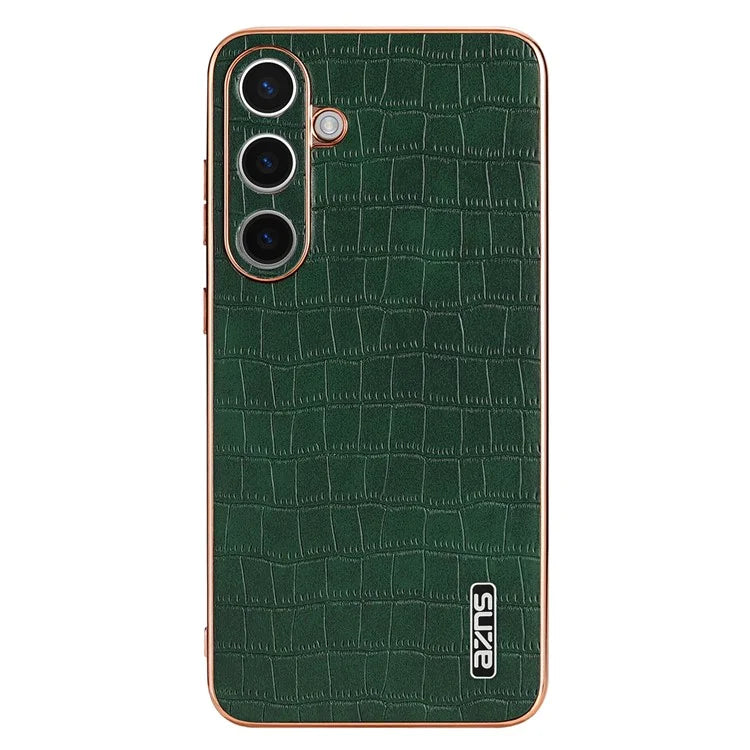 AZNS For Samsung Galaxy S24 Case Electroplating Crocodile Texture PU+TPU Anti-Drop Phone Cover