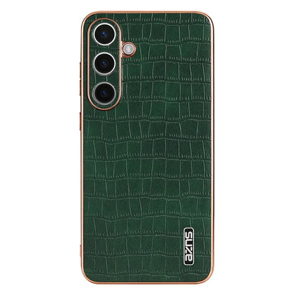 AZNS For Samsung Galaxy S24 Case Electroplating Crocodile Texture PU+TPU Anti-Drop Phone Cover