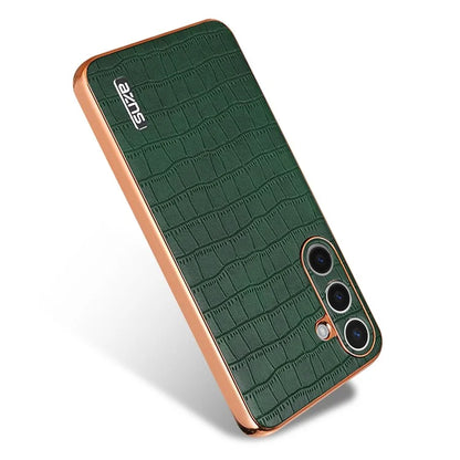AZNS For Samsung Galaxy S24 Case Electroplating Crocodile Texture PU+TPU Anti-Drop Phone Cover
