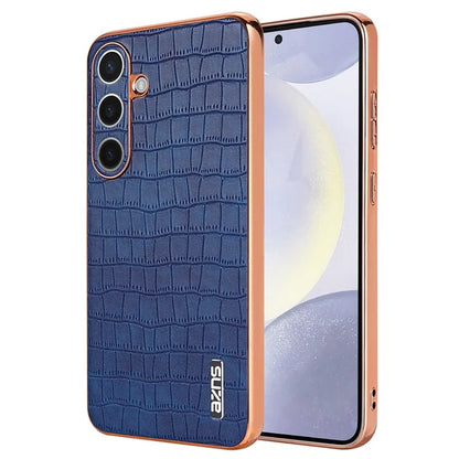 AZNS For Samsung Galaxy S24 Case Electroplating Crocodile Texture PU+TPU Anti-Drop Phone Cover