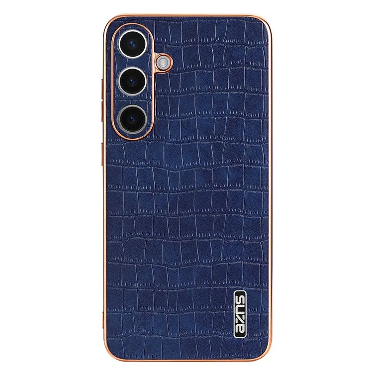AZNS For Samsung Galaxy S24 Case Electroplating Crocodile Texture PU+TPU Anti-Drop Phone Cover