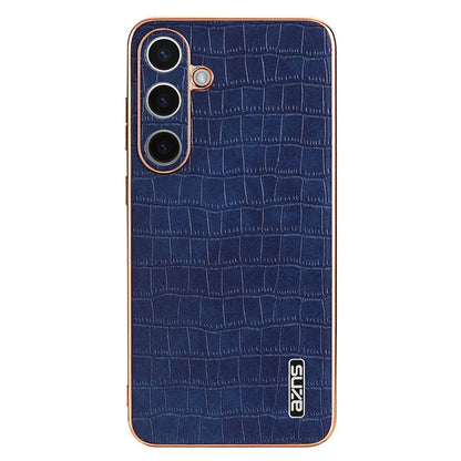 AZNS For Samsung Galaxy S24 Case Electroplating Crocodile Texture PU+TPU Anti-Drop Phone Cover