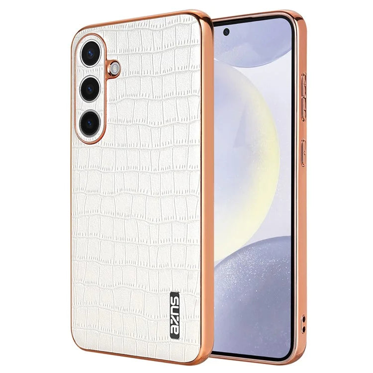 AZNS For Samsung Galaxy S24 Case Electroplating Crocodile Texture PU+TPU Anti-Drop Phone Cover