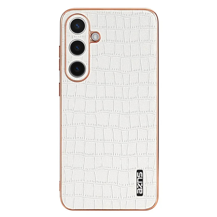 AZNS For Samsung Galaxy S24 Case Electroplating Crocodile Texture PU+TPU Anti-Drop Phone Cover