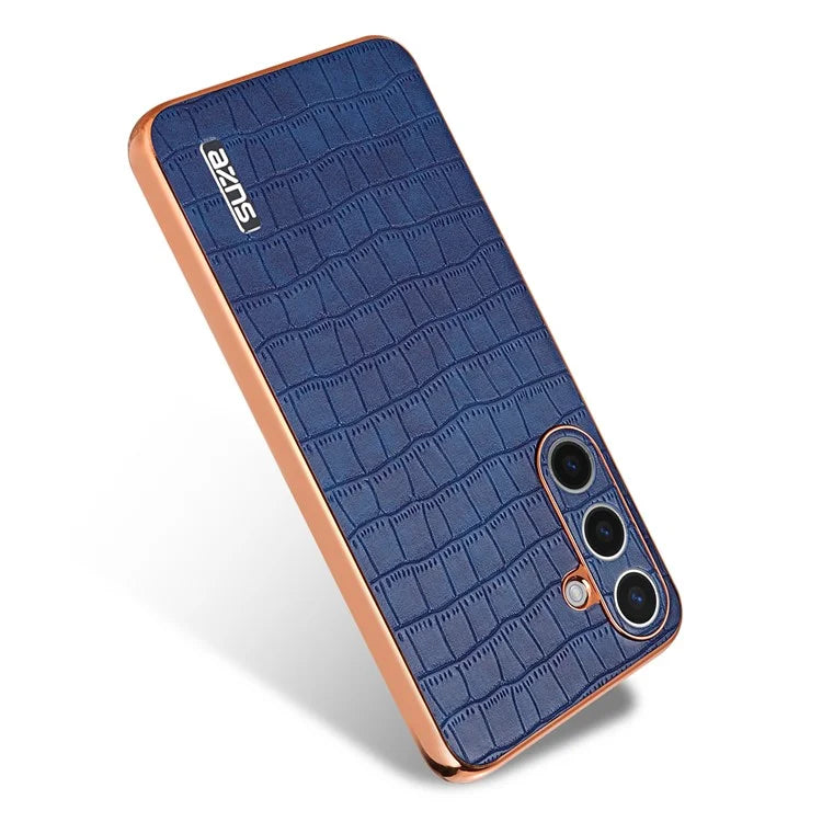 AZNS For Samsung Galaxy S24+ Case Electroplating Crocodile Texture PU+TPU Phone Case