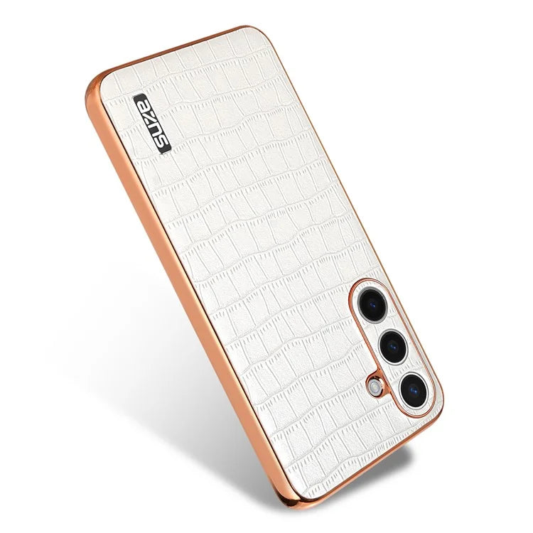 AZNS For Samsung Galaxy S24+ Case Electroplating Crocodile Texture PU+TPU Phone Case