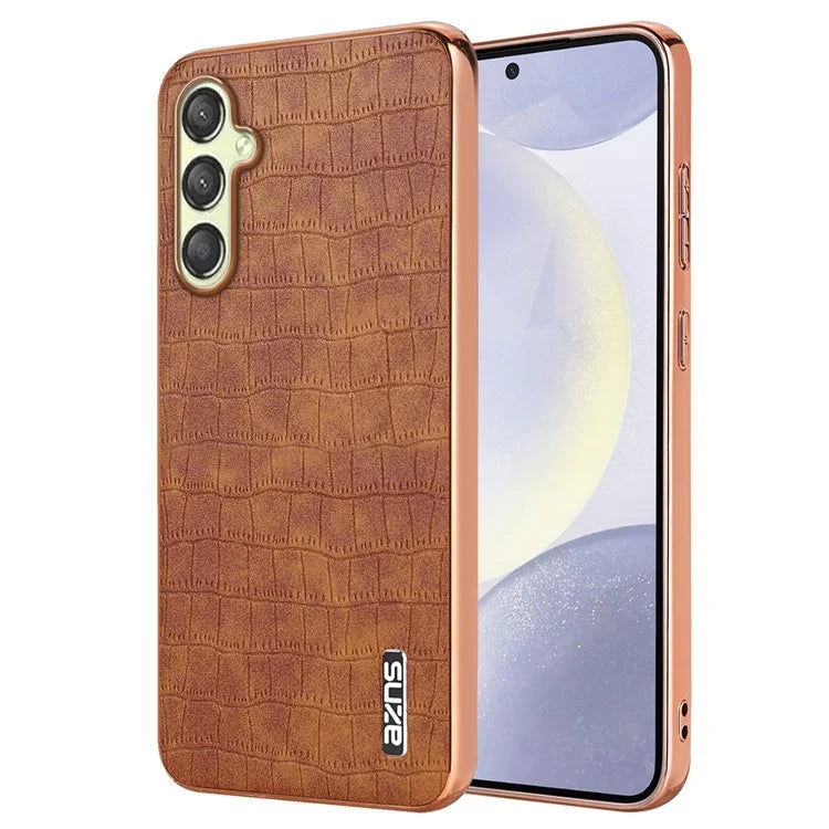 AZNS For Samsung Galaxy A15 4G / A15 5G Electroplating Case Crocodile Texture PU+TPU Phone Cover