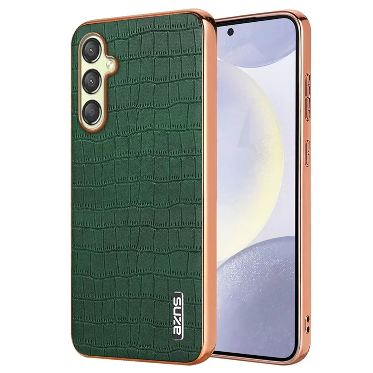 AZNS For Samsung Galaxy A15 4G / A15 5G Electroplating Case Crocodile Texture PU+TPU Phone Cover