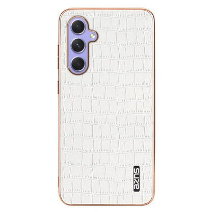 AZNS For Samsung Galaxy A34 5G Electroplating Case Crocodile Texture Leather+TPU Phone Cover